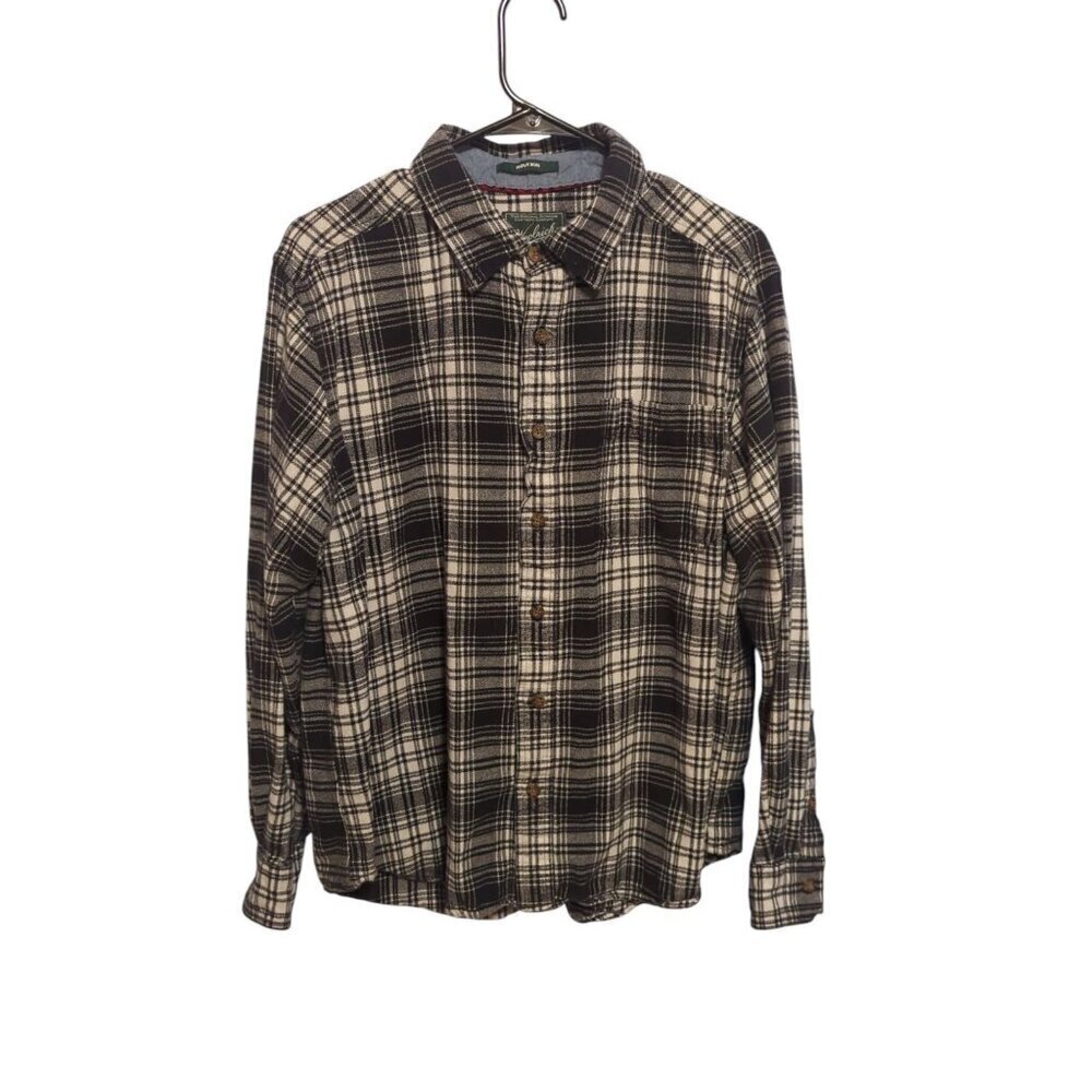 Woolrich Shirt Mens XL Trout Run Flannel Button Down Blue Plaid Cotton Outdoor